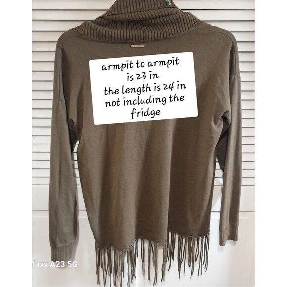 Michael Kors Womens Brown Fringe Sweater With Cowl Neck & Long Sleeves - Picture 8 of 13